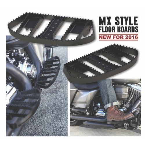 PartzBiz HD: 4421583-Burly ยี่ห้อ Black MX สไตล์ Driver Rider Floorboards Harley FLH FLST FLD B13-1050B