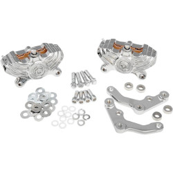 PartzBiz HD PM0052-4006-CH - Performance Machine PM Chrome Vintage Dual Front Brake Caliper Harley 11.5 | 0052-4006-CH