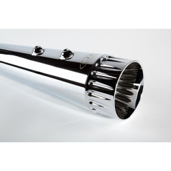 PartzBiz HD CFR-FL012C - Cary Faas CFR 4 1/2" Chrome Fluted / Fluted Megaphone Tapered Mufflers for Harley Touring Models | FL008DFC PartzBiz HD CFR-FL012C - Cary Faas CFR 4 1/2" Chrome Fluted / Fluted Megaphone Tapered Mufflers for Harley Touring Models | FL008DFC