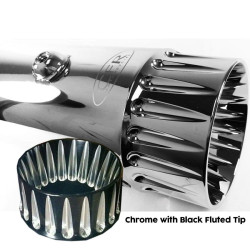 PartzBiz HD CFR-FLH014-7CA - Cary Faas CFR 4.5” Chrome Contrast Cut Tips ท่อไอเสียทรงเรียว 17-19 M8 FLH/T
