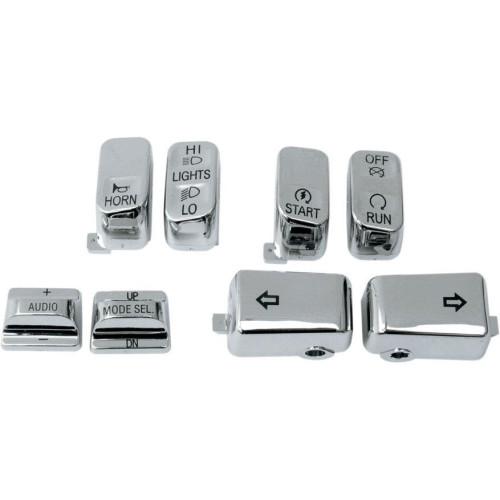 PartzBiz HD: 4421396-CCI Chrome 8 Piece Handlebar Control Switch Key Cap Set Harley FLH 96-13 Radio | 659352 PartzBiz HD: 4421396-CCI Chrome 8 Piece Handlebar Control Switch Key Cap Set Harley FLH 96-13 Radio | 659352