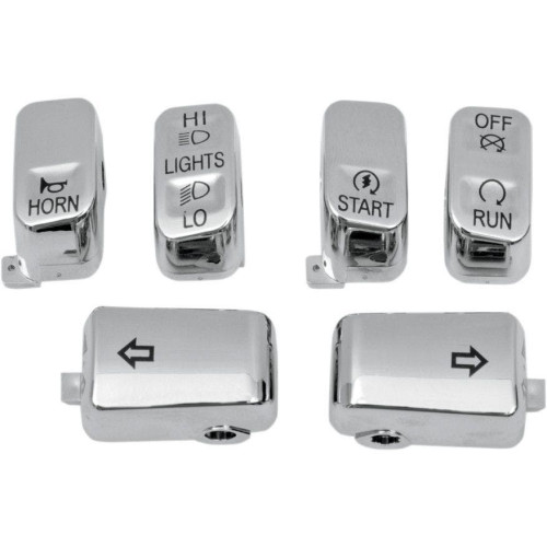 PartzBiz HD: 4421280-Drag Chrome 6 Piece Handlebar Control Switch Key Cap Set Dyna Softail XL FLHT | Drag Specialties PartzBiz HD: 4421280-Drag Chrome 6 Piece Handlebar Control Switch Key Cap Set Dyna Softail XL FLHT | Drag Specialties