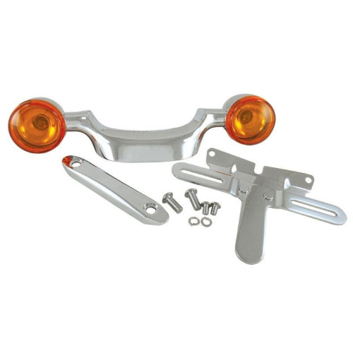 PartzBiz HD: 4421256-Chrome Bullet Turn Signal Bar & License Plate Relocation 99-08 Harley Touring 11447