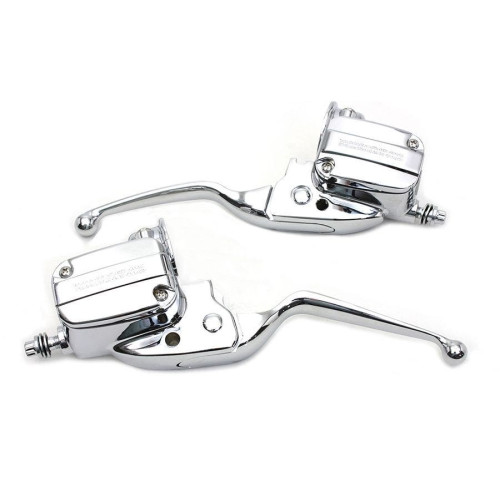 PartzBiz HD: 4421244-Chrome ชุดควบคุม Handlebar ไฮดรอลิกคลัทช์ 26-0455 14-16 Harley FL 41700263C Touring Bagger Dresser FLT FLH FLHT FLHX FLHR