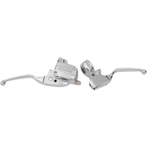 PartzBiz HD: 4421245-Chrome Handlebar ควบคุมคันเบรคและคลัตช์สำหรับ 08-13 Harley FLH/T