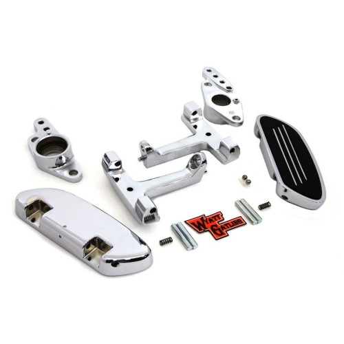 PartzBiz HD: 4421225-Chrome Mini Passenger Footboard Set w/ Swingarm Mount Harley Touring 82-06