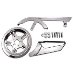 PartzBiz HD VT27-0619 - Chrome Rear Upper & Lower Belt Guard Pulley Cover Kit Harley XL 04-16 27-0619