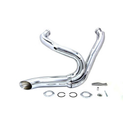 PartzBiz HD VT30-0768 - Chrome Wyatt Gatling 2 into 1 Exhaust Lake Pipe Header Harley Chopper 18mm O2
