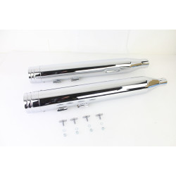 PartzBiz HD VT30-4014 - Chrome Wyatt Gatling 4" Slip-On Mufflers 2 Ring Comet Tip Harley Touring 17-20