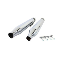 PartzBiz HD VT30-4015 - ท่อเก็บเสียงแบบสวม Chrome Wyatt Gatling 4” พร้อมปลาย Comet สีดำ Harley Touring 17-20