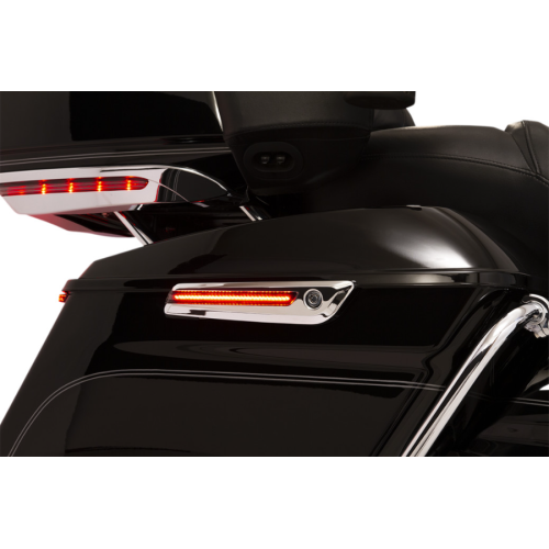 PartzBiz HD: 4421123-Ciro 40070 Chrome LED Saddlebag Hinge Cover Smoke Lens RTB Lights Harley 14-Up