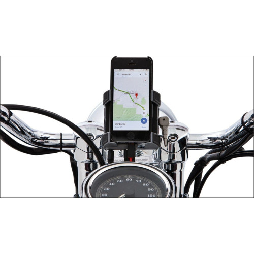 PartzBiz HD: 4421039-Ciro Black 1-1/4" Bar Mount Premium Smartphone/GPS Holder with Charger | 50215 PartzBiz HD: 4421039-Ciro Black 1-1/4" Bar Mount Premium Smartphone/GPS Holder with Charger | 50215
