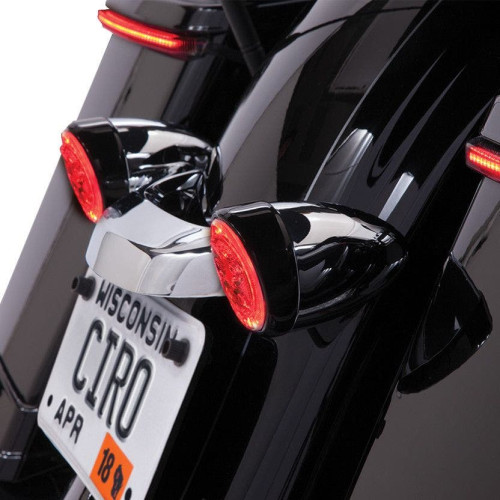 PartzBiz HD: 4421045-Ciro Black Bullet Style Fang LED Rear Turn Signal Inserts Dual Function Harley | 45421