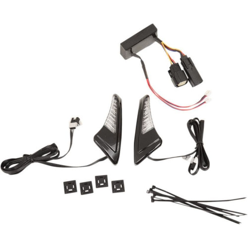 PartzBiz HD: 4421024-Ciro Black Snake Eyes LED Turn Signal Light Kit Harley Tour Pak 14-16 w/ Cntr  | 40017