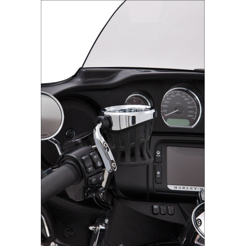 PartzBiz HD: 4420966-Ciro Chrome ที่วางเครื่องดื่มแบบ Perch Mount ด้านซ้ายหรือขวาสำหรับ Harley หรือรุ่นเมตริก | 50410