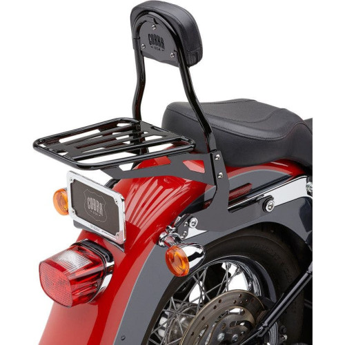 PartzBiz HD: 4420792-Cobra 602-2001B Black Complete Detachable Backrest Kit Harley 00-17 FL/ST 150mm | 602-2001B