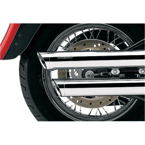 PartzBiz HD: 4420659-Cobra Chrome 3" Slash Cut Slip On Mufflers w/Billet Tip Harley 00-06 FLSTF FXSTD | 6000 PartzBiz HD: 4420659-Cobra Chrome 3" Slash Cut Slip On Mufflers w/Billet Tip Harley 00-06 FLSTF FXSTD | 6000