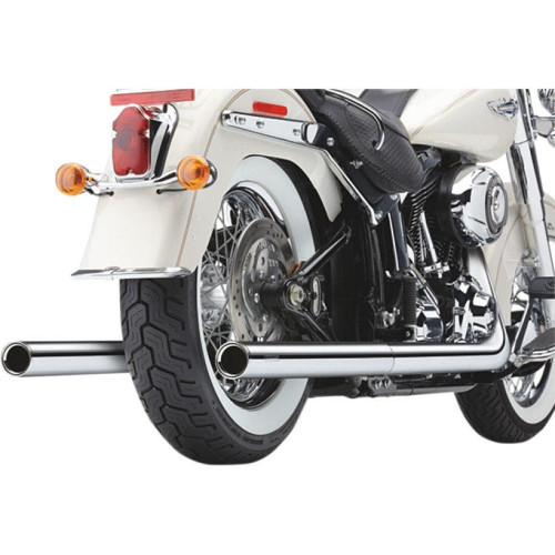 PartzBiz HD: 4420591-Cobra Softail Dual Chrome Exhaust w/ Billet Tips Harley Softail FX /FLST 12-16 | 6986