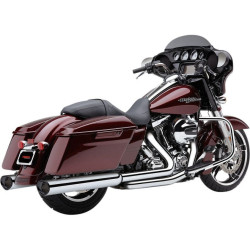 PartzBiz HD CBU-6212CB - Cobra USA Chrome w/Black Tips Tri Flow 5" Wide Slip On Mufflers Harley FLH 95-16 | 6212CB