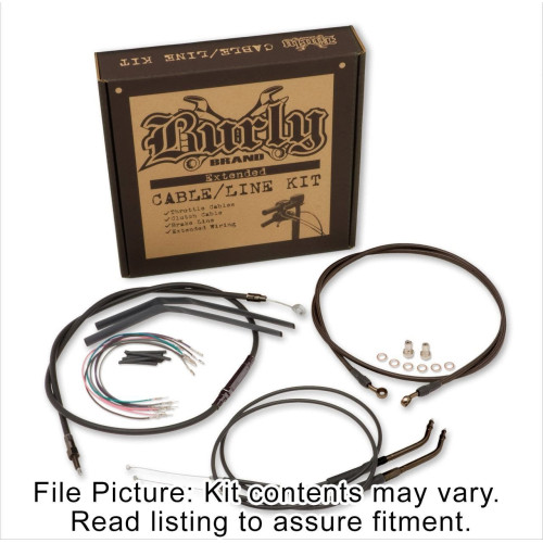 PartzBiz HD: 4420375-Burly Black Vinyl Extended Cable Kit for 16" Handlebars Harley Dyna FXD 12-14 | B30-1069