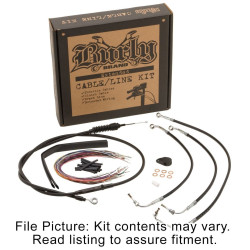 PartzBiz HD B30-1032 - Burly Black Vinyl Extended Cable Kit for 13" Bars on Harley Touring Non ABS CVO | B30-1032