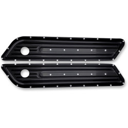 PartzBiz HD DS35010989 - Covingtons Customs Dimpled Black Saddlebag Hinge Latch ครอบคลุม Harley 14-15 - C1010-B PartzBiz HD DS35010989 - Covingtons Customs Dimpled Black Saddlebag Hinge Latch ครอบคลุม Harley 14-15 - C1010-B