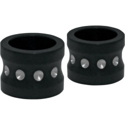 PartzBiz HD DS02220138 - Covingtons Customs Black Dimpled Front Axle Spacers Harley FLH 08-17 W/O ABS | C0013-B PartzBiz HD DS02220138 - Covingtons Customs Black Dimpled Front Axle Spacers Harley FLH 08-17 W/O ABS | C0013-B