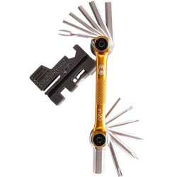 PartzBiz HD DS38120671 - Crankbrothers 16405 M20 Multitool Hex Torx ประแจเครื่องมือโซ่ทอง/สีดำ