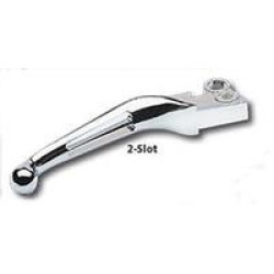 PartzBiz HD 647996 - Custom Chrome 2 Slot Chrome Ergonomic Hand Levers for '07-'16 Harley Big Twin