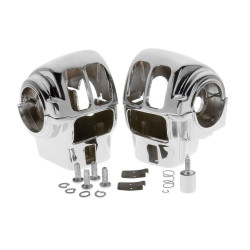 PartzBiz HD 652016 - Custom Chrome Handlebar Switch Housings for Harley Touring Models 96-06 Radio Only | 652016