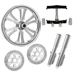 PartzBiz HD CZAR-DUAL-CHR-KIT-PCKG - Czar Chrome 23" Wheel Tire Dual Rotors w/ Raked Triple Trees Lowers & Sliders | CZAR-DUAL-CHR-KIT-PCKG PartzBiz HD CZAR-DUAL-CHR-KIT-PCKG - Czar Chrome 23" Wheel Tire Dual Rotors w/ Raked Triple Trees Lowers & Sliders | CZAR-DUAL-CHR-KIT-PCKG