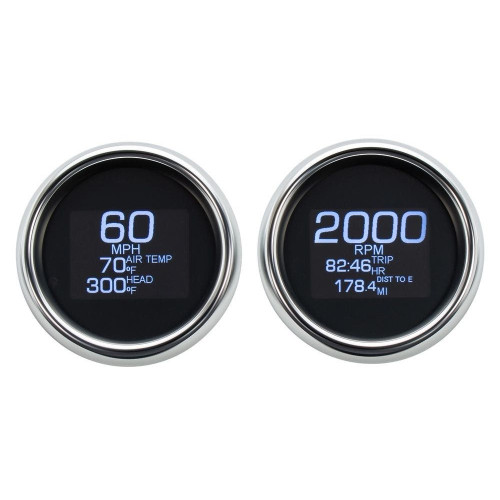 PartzBiz HD: 4419022-Dakota Digital Chrome MLX-8696 Plug-In 6 LED Gauge Cluster Harley FLH/T 96-03