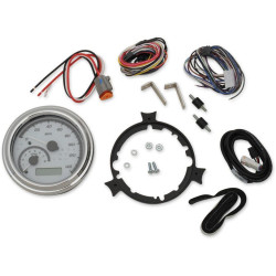 PartzBiz HD DS22100381 - Dakota Digital สีขาว/สีเทา & Chrome MVX Analog Gauge Speedo Tach Harley 96-03 | MVX-2002-WG-C PartzBiz HD DS22100381 - Dakota Digital สีขาว/สีเทา & Chrome MVX Analog Gauge Speedo Tach Harley 96-03 | MVX-2002-WG-C