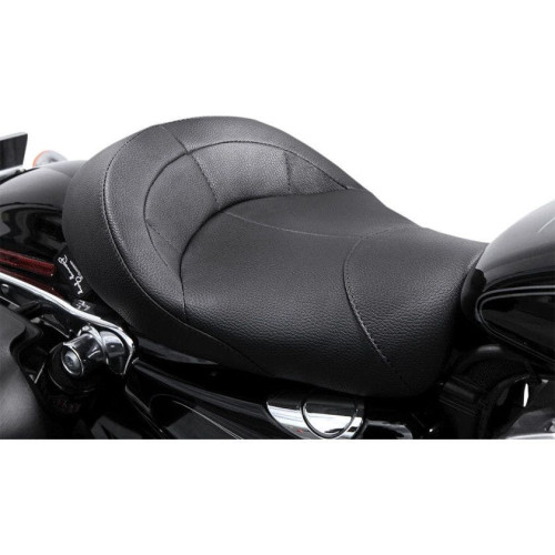 PartzBiz HD: 4418892-Danny Grey Black Vinyl Low Profile BigIst Air Solo Seat สำหรับ Harley Dyna 06-16 | FA-DGE-0276