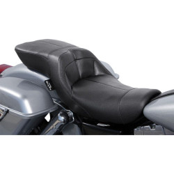 PartzBiz HD WP830-0116 - Danny Gray Black Vinyl TourIST 2-Up Air Touring Seat for Harley Dyna 06-16 Model | FA-DGE-0316