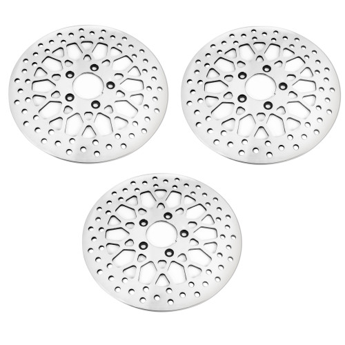 PartzBiz HD: 4418515-DNA High Polished Mesh Dual Front & Rear 11.5 Disc Rotors Harley Touring 00-07 | M-RT-2162