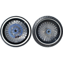PartzBiz HD DNA-BLK-21/18-09 - DNA Mammoth 52 Spoke Black Rim Hub Wheel Package Set Tires Harley 09-22
