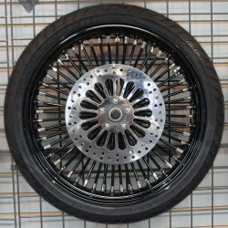 PartzBiz HD DNA-52BLK-21/18-09 - DNA Mammoth 52 Spoke Black Rim Spokes Hub Wheel Package Set Tires Harley 09-22