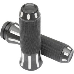 PartzBiz HD DS06301613 - Drag Specialties Rubber-Covered Black Clear Cut Grips for Harley Cable Throttle | 0630-1613 PartzBiz HD DS06301613 - Drag Specialties Rubber-Covered Black Clear Cut Grips for Harley Cable Throttle | 0630-1613