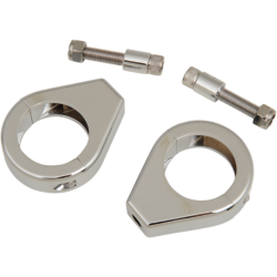 PartzBiz HD DSDS222191 - ลาก Chrome 39 มม. Smooth Fork Turn Signal Clamp Mounts Harley และเมตริกแบบกำหนดเอง
