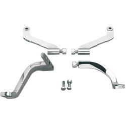 PartzBiz HD DSDS530620 - ลาก Chrome 4 ชิ้น Driver Floorboard วงเล็บยึด 99-08 Harley Touring DS-530620 DS530620 057091-BC5 Bagger Dresser