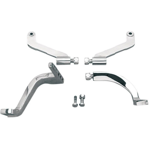PartzBiz HD: 4418154-ลาก Chrome 4 ชิ้น Driver Floorboard วงเล็บยึด 99-08 Harley Touring DS-530620 DS530620 057091-BC5 Bagger Dresser