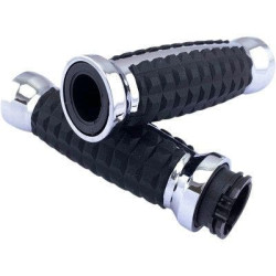 PartzBiz HD DS06302639 - Drag Chrome Grenade Aluminum Soft Rubber 1" Hand Grips Harley 82-20 Cable Throttle 0630-2639 PartzBiz HD DS06302639 - Drag Chrome Grenade Aluminum Soft Rubber 1" Hand Grips Harley 82-20 Cable Throttle 0630-2639