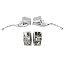 PartzBiz HD DS06101952 / DS06160231 - ชุดควบคุมมือลาก Chrome พร้อมตัวเรือนสวิตช์ 17-18 Harley FLHT/X M8 0610-1952 / 0616-0231 PartzBiz HD DS06101952 / DS06160231 - ชุดควบคุมมือลาก Chrome พร้อมตัวเรือนสวิตช์ 17-18 Harley FLHT/X M8 0610-1952 / 0616-0231