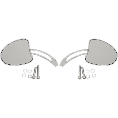 PartzBiz HD: 4418053-Drag Chrome Tapered Mirrors w/ Slotted Stems 6 ” Mirror Stem Harley / Metric | 0640-1098