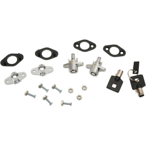 PartzBiz HD: 4418057-Drag Chrome Universal Saddlebag Double Lock Kit สำหรับกระเป๋าข้างหนังแบบนุ่ม PartzBiz HD: 4418057-Drag Chrome Universal Saddlebag Double Lock Kit สำหรับกระเป๋าข้างหนังแบบนุ่ม