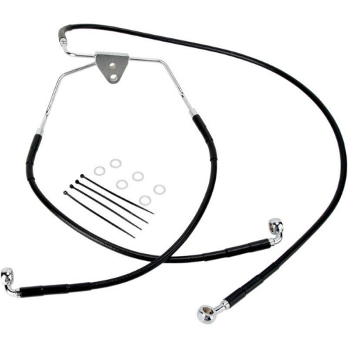 PartzBiz HD: 4417970-Drag Front Extended +4 Black Vinyl Brake Line for Harley 96-07 FLHT/FLHX | 1741-2516 PartzBiz HD: 4417970-Drag Front Extended +4 Black Vinyl Brake Line for Harley 96-07 FLHT/FLHX | 1741-2516