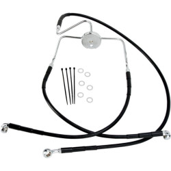 PartzBiz HD DS17412523 - Drag Front Extended +6 Black Vinyl Brake Line Harley 94-07 FLHR 98-06 FLTR/I | 1741-2523