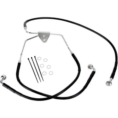 PartzBiz HD: 4417939-ลากด้านหน้าขยาย +8 สายเบรคไวนิลสีดำสำหรับ Harley 08-13 FLH/T Non ABS | พ.ศ. 2284-2512