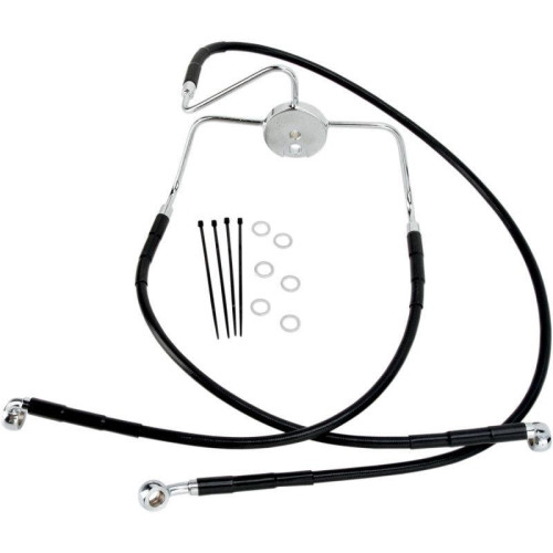 PartzBiz HD: 4417943-Drag Front Extended +8 Black Vinyl Brake Line Harley 94-07 FLHR 98-06 FLTR/I | 1741-2524